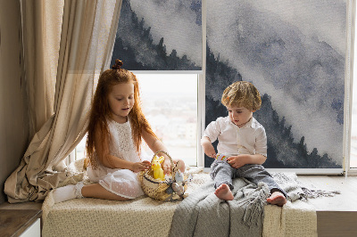 Blackout roller blind for window Misty mountains
