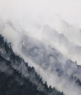 Blackout roller blind for window Misty mountains