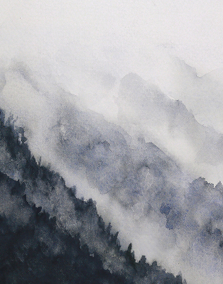 Blackout roller blind for window Misty mountains