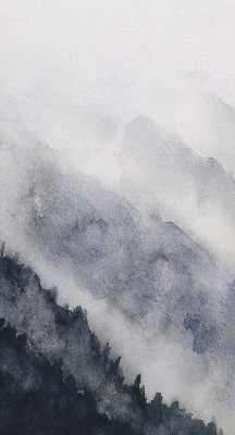 Blackout window roller blind misty mountains design