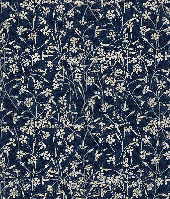Fabric roller blind for window with flowers pattern