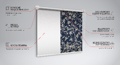 Fabric roller blind for window Flowers