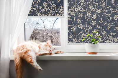 Fabric roller blind for window Flowers