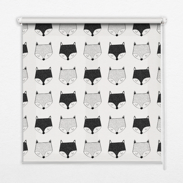 Blackout roller blind for window Drawn fox heads