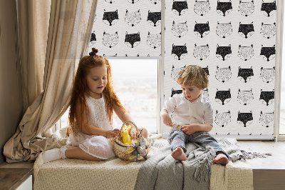 Blackout roller blind for window Drawn fox heads
