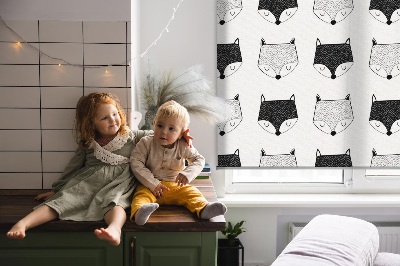 Blackout roller blind for window Drawn fox heads
