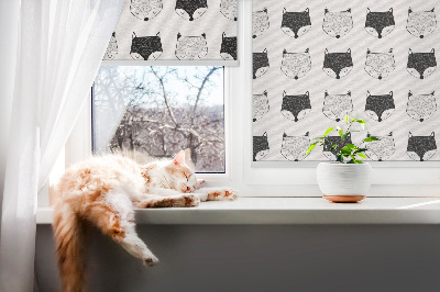 Blackout roller blind for window Drawn fox heads