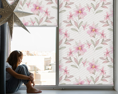 Blackout roller blind Pink flowers