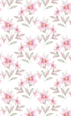Blackout roller blind with a pink flowers pattern