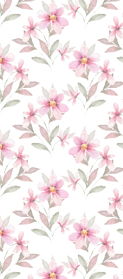 Blackout roller blind with a pink flowers pattern