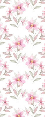 Blackout roller blind with a pink flowers pattern
