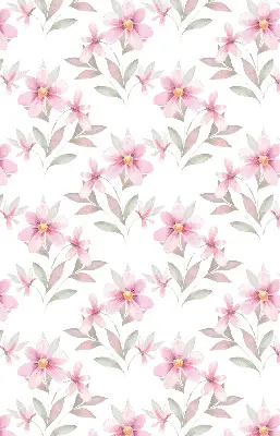 Blackout roller blind with a pink flowers pattern
