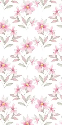 Blackout roller blind with a pink flowers pattern