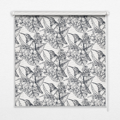 Blackout roller blind for window Drawn flowers