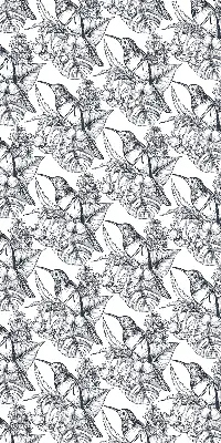 Blackout roller blind for window with drawn flowers pattern