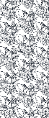 Blackout roller blind for window with drawn flowers pattern