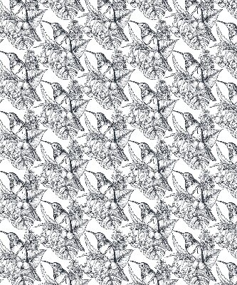 Blackout roller blind for window with drawn flowers pattern