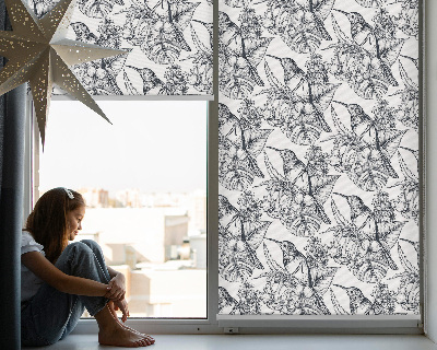 Blackout roller blind for window Drawn flowers