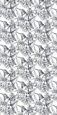 Blackout roller blind for window with drawn flowers pattern