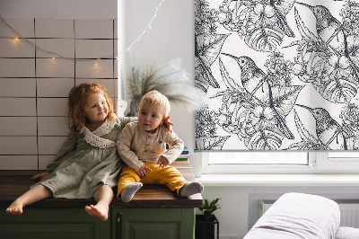Blackout roller blind for window Drawn flowers