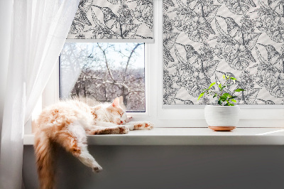 Blackout roller blind for window Drawn flowers