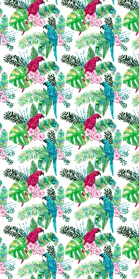Fabric roller blind for window with parrot pattern