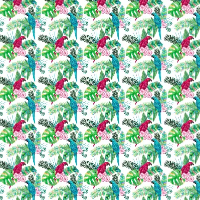 Fabric roller blind for window with parrot pattern