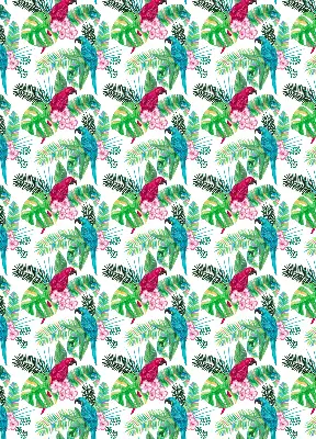 Fabric roller blind for window with parrot pattern