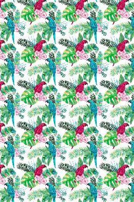 Fabric roller blind for window with parrot pattern