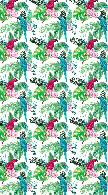 Fabric roller blind for window with parrot pattern