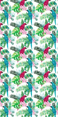 Fabric roller blind for window with parrot pattern