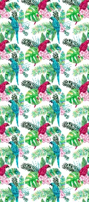 Fabric roller blind for window with parrot pattern