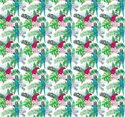 Fabric roller blind for window with parrot pattern