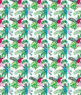 Fabric roller blind for window with parrot pattern