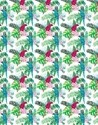 Fabric roller blind for window with parrot pattern