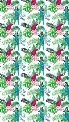 Fabric roller blind for window with parrot pattern