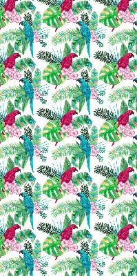 Fabric roller blind for window with parrot pattern