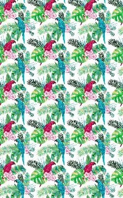 Fabric roller blind for window with parrot pattern