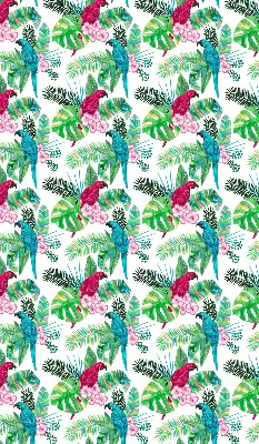 Fabric roller blind for window with parrot pattern