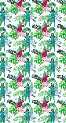 Fabric roller blind for window with parrot pattern