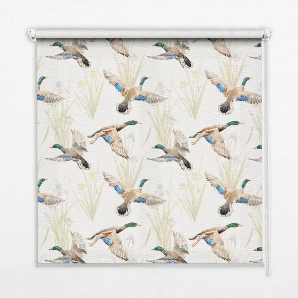 Blackout roller blind flying ducks print