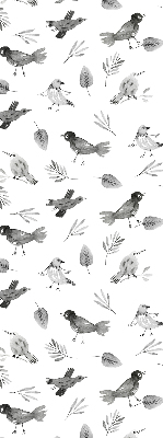 Blackout roller blind for window Drawn birds and leaves