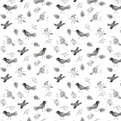Blackout roller blind for window Drawn birds and leaves