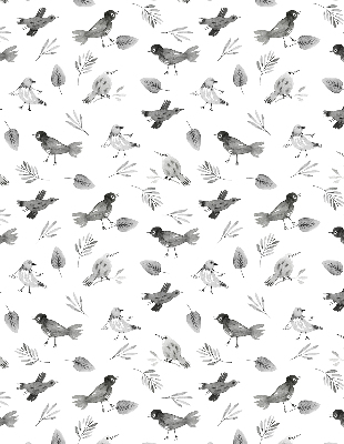 Blackout roller blind for window Drawn birds and leaves