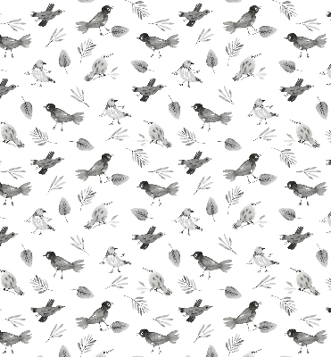 Blackout roller blind for window Drawn birds and leaves