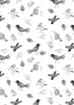 Blackout roller blind for window Drawn birds and leaves