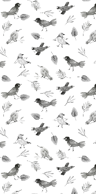 Blackout roller blind for window Drawn birds and leaves