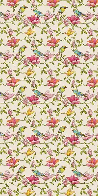 Blackout roller blind birds on flowers design