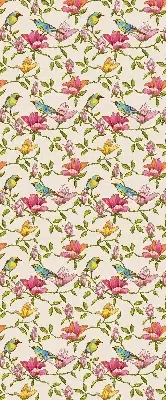 Blackout roller blind birds on flowers design