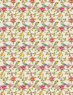 Blackout roller blind birds on flowers design